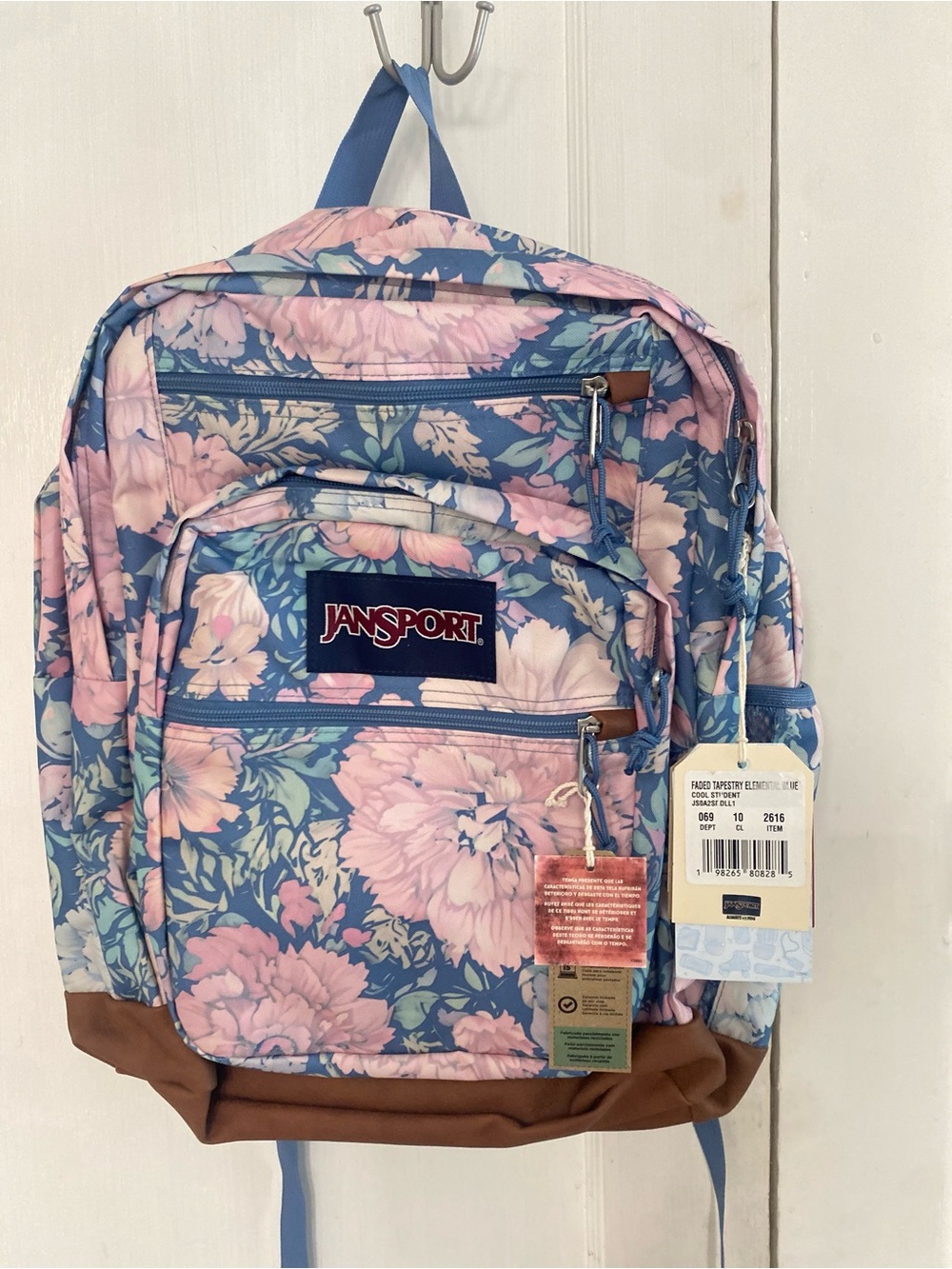 JanSport Blue and Pink Floral Backpack